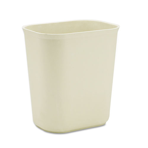 Image of Fiberglass Wastebasket, 3.5 gal, Fiberglass, Beige