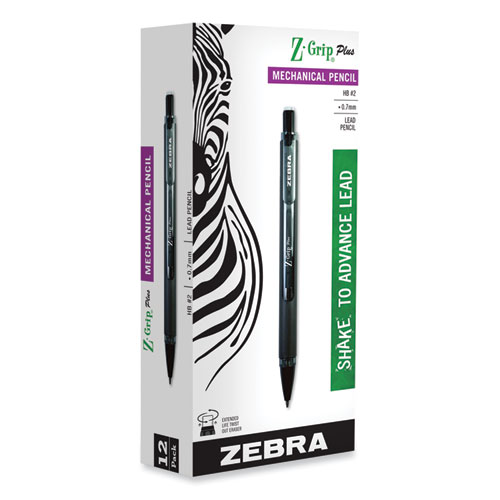 Image of Zebra® Z-Grip Plus Mechanical Pencil, 0.7 Mm, Hb (#2.5), Black Lead, Assorted Barrel Colors, Dozen