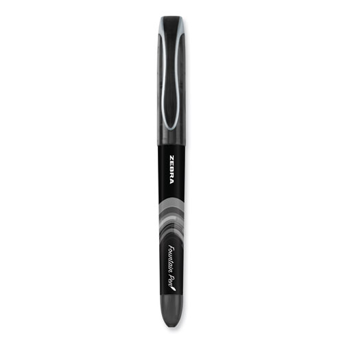 Fountain Pen, Fine 0.6 mm, Black Ink, Black/Gray Barrel, 12/Pack