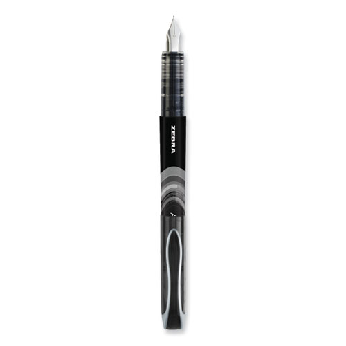 Fountain Pen, Fine 0.6 mm, Black Ink, Black/Gray Barrel, 12/Pack