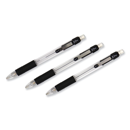 Image of Zebra® Z-Grip Mechanical Pencil, 0.7 Mm, Hb (#2.5), Black Lead, Clear/Black Grip Barrel, 24/Pack