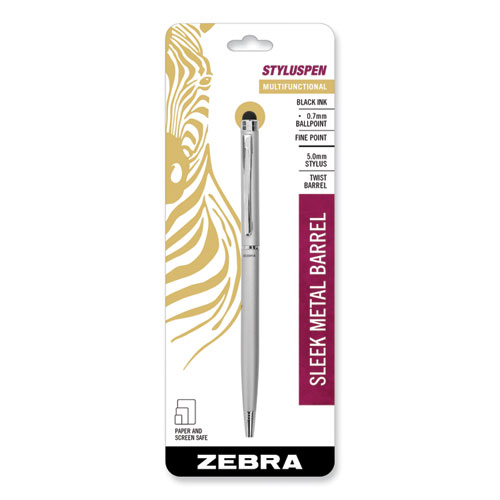 Zebra® Styluspen Twist Ballpoint Pen/Stylus, Silver