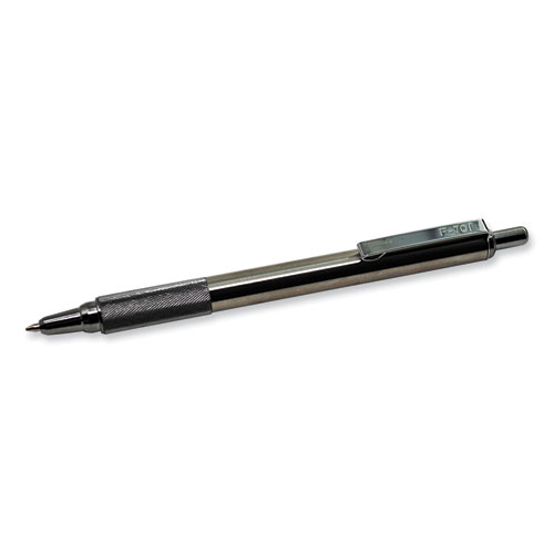 Image of Zebra® F-701 Ballpoint Pen, Retractable, Fine 0.7 Mm, Black Ink, Stainless Steel/Black Barrel