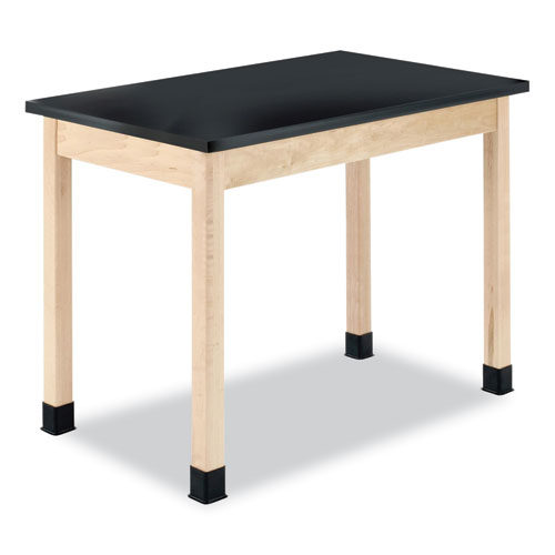 Classroom Science Table, 60w x 24d x 36h, Black ChemGuard High Pressure Laminate (HPL) Top, Maple Base