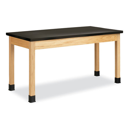 Classroom Science Table, 60w x 30d x 30h, Black Epoxy Resin Top, Oak Base