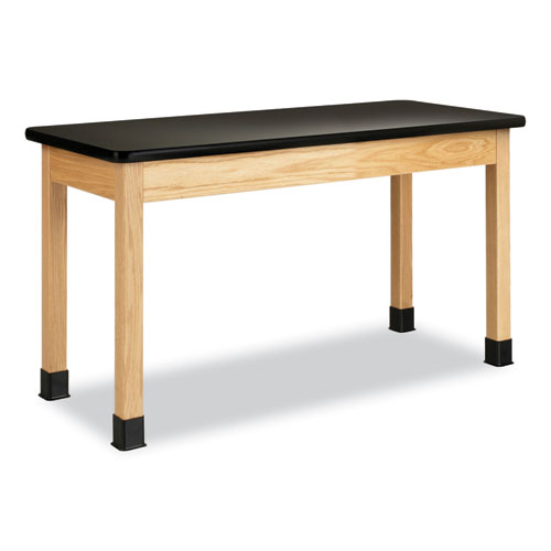 Classroom Science Table, 54w x 24d x 36h, Black High Pressure Laminate (HPL) Top, Oak Base