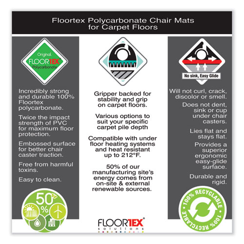 Cleartex Ultimat Polycarbonate Chair Mat for High Pile Carpets, 60 x 48, Clear