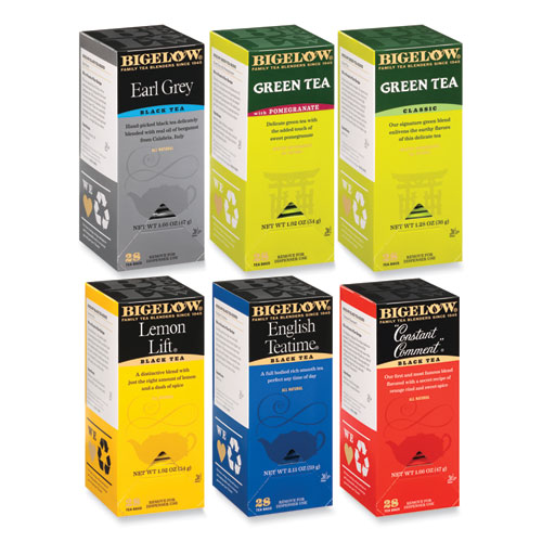 Image of Bigelow® Assorted Tea Packs, Six Flavors, 28/Box, 168/Carton