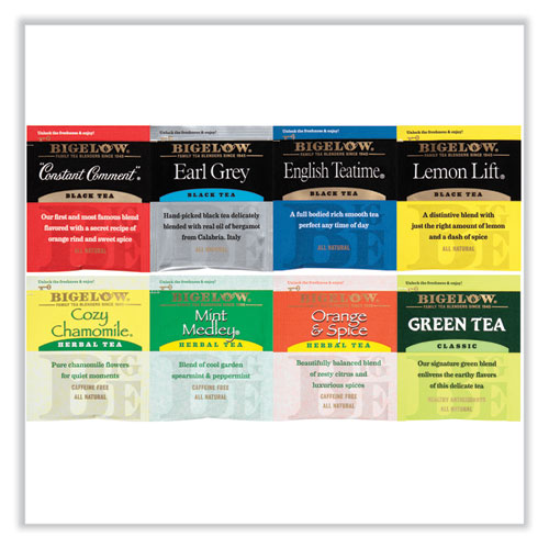 Variety Pack Assorted Tea Bags, Individually Wrapped, 64 Tea Bags/Box