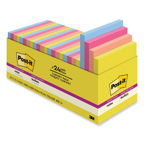 Post-it® Super Sticky Notes, Playful Colour Collection, 76 mm x 76