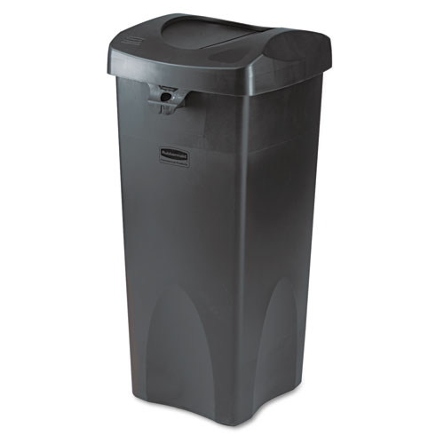 Image of Rubbermaid® Commercial Swing Top Lid For Untouchable Recycling Center, 16" Square, Black