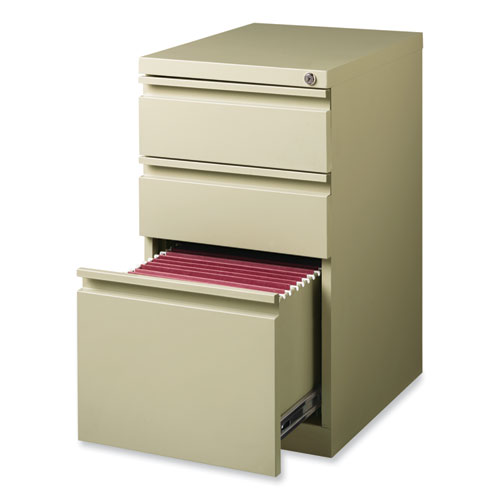 Full-Width Pull 20 Deep Mobile Pedestal File, 3-Drawer: Box/Box/File, Letter, Putty, 15 x 19.88 x 27.75