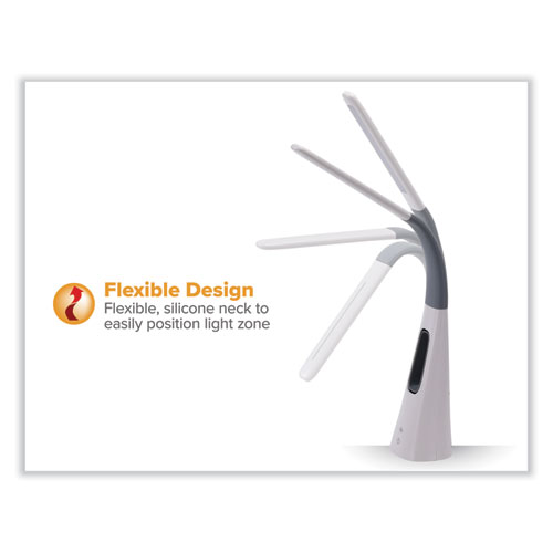 LED Desk Lamp with Bladeless Fan, 15.75" High, Gray/White