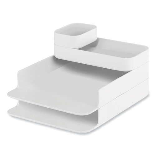 Plastic Stacking Desktop Sorter Set, 4 Sections, 10" x 12.25" x 6.25", White, Ships in 1-3 Business Days