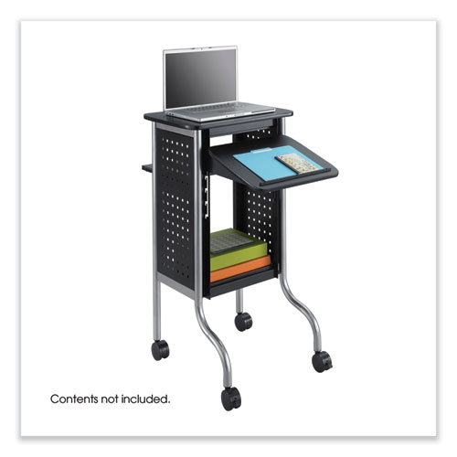 Image of Safco® Scoot Presentation Cart, 50 Lb Capacity, 4 Shelves, 21.5" X 30.25" X 40.5", Black, Ships In 1-3 Business Days
