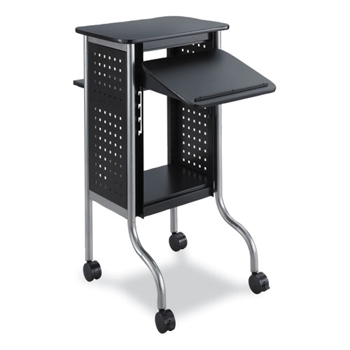 Safco® Scoot Presentation Cart, 50 Lb Capacity, 4 Shelves, 21.5" X 30.25" X 40.5", Black, Ships In 1-3 Business Days