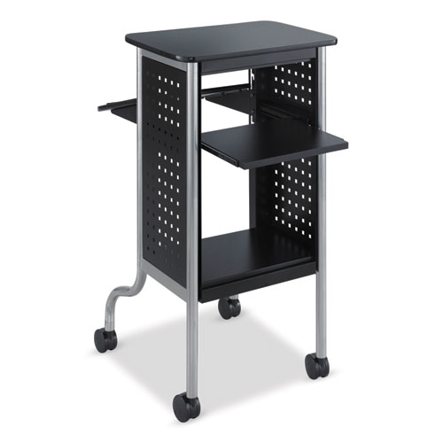 Scoot Presentation Cart, 50 lb Capacity, 4 Shelves, 21.5" x 30.25" x 40.5", Black, Ships in 1-3 Business Days