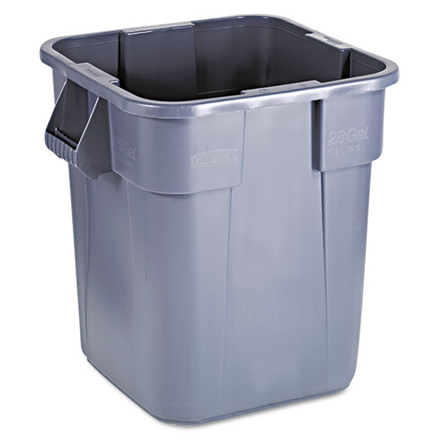 Image of Rubbermaid® Commercial Square Brute Container, 28 Gal, Polyethylene, Gray