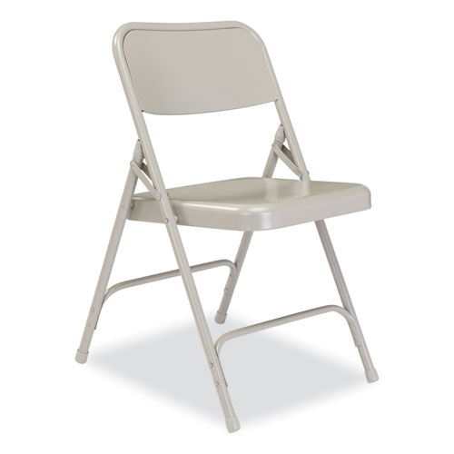 200 Series Premium All-Steel Double Hinge Folding Chair, Supports Up to 500 lb, 17.25" Seat Height, Gray, 4/Carton