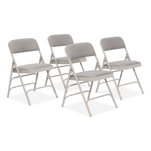 2300 Series Fabric Triple Brace Double Hinge Premium Folding Chair, Supports 500 lb, Greystone, 4/CT, Ships in 1-3 Bus Days