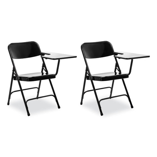 NPS® 5200 Series Left-Side Tablet-Arm Folding Chair, Supports 480 lb, 17.25" Seat Height, Black, 2/Carton, Ships in 1-3 Bus Days