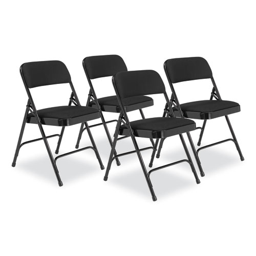 2200 Series Fabric Dual-Hinge Folding Chair, Supports 500 lb, Midnight Black Seat/Back, Black Base,4/CT,Ships in 1-3 Bus Days