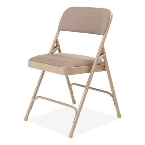 2200 Series Deluxe Fabric Upholstered Dual-Hinge Premium Folding Chair, Supports Up to 500 lb, Cafe Beige, 4/Carton