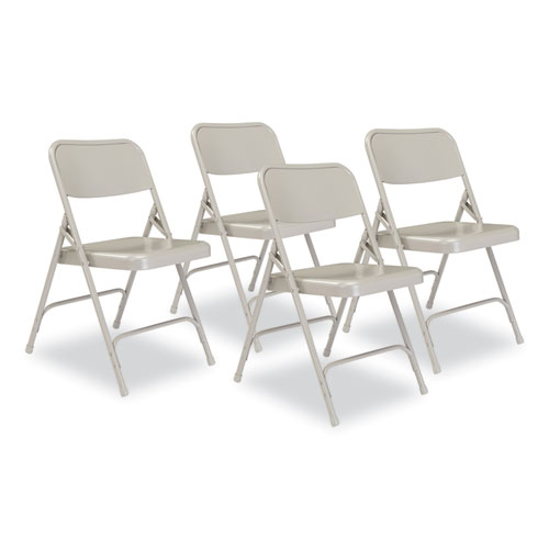 200 Series Premium All-Steel Double Hinge Folding Chair, Supports 500 lb, 17.25" Seat Ht, Gray, 4/CT, Ships in 1-3 Bus Days