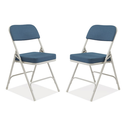 3200 Series Fabric Dual-Hinge Folding Chair, Supports 300 lb, Regal Blue Seat/Back, Gray Base, 2/CT, Ships in 1-3 Bus Days