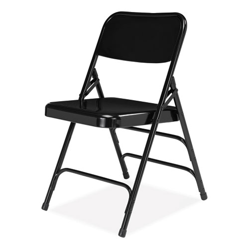 300 Series Deluxe All-Steel Triple Brace Folding Chair, Supports Up to 480 lb, 17.25" Seat Height, Black, 4/Carton