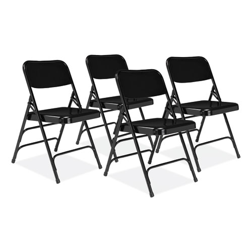 300 Series Deluxe All-Steel Triple Brace Folding Chair, Supports 480 lb, 17.25" Seat Ht, Black, 4/CT, Ships in 1-3 Bus Days