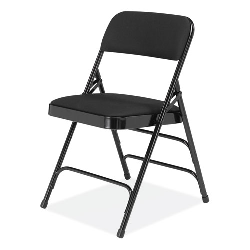 2300 Series Fabric Upholstered Triple Brace Premium Folding Chair, Supports Up to 500 lb, Midnight Black, 4/Carton