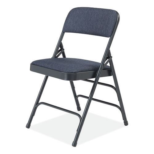 2300 Series Deluxe Fabric Upholstered Triple Brace Folding Chair, Supports Up to 500 lb, Imperial Blue, 4/Carton