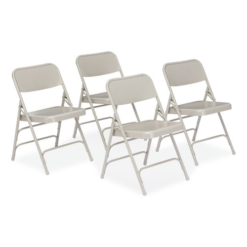 300 Series Deluxe All-Steel Triple Brace Folding Chair, Supports 480 lb, 17.25" Seat Height, Gray, 4/CT,Ships in 1-3 Bus Days