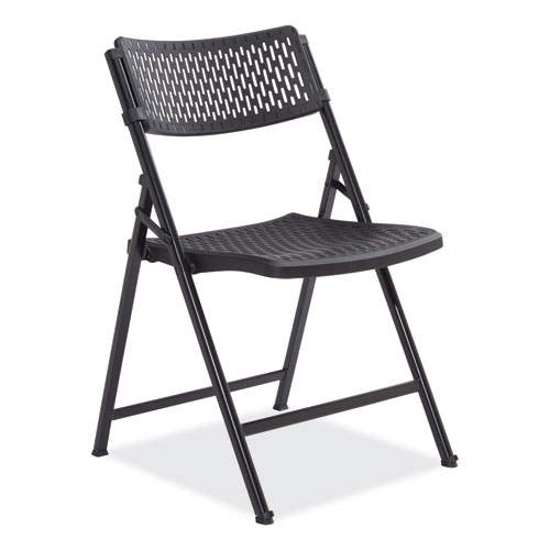 AirFlex Series Premium Poly Folding Chair, Supports Up to 1,000 lb, 17.25" Seat Height, Black, 4/Carton