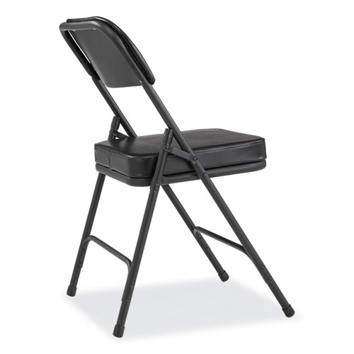 3200 Series 2" Vinyl Upholstered Double Hinge Folding Chair, Supports Up to 300 lb, 18.5" Seat Height, Black, 2/Carton