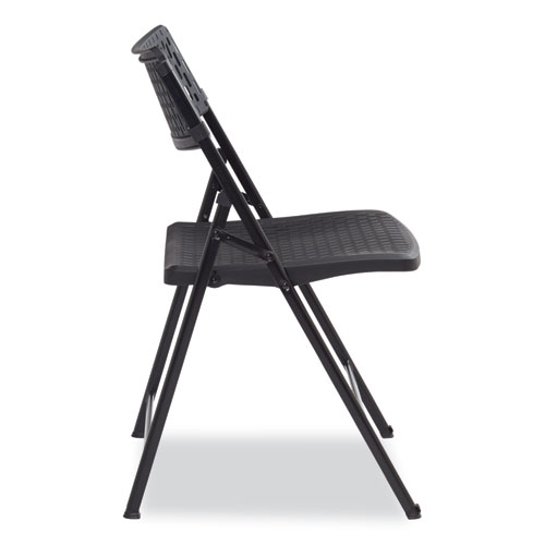 AirFlex Series Premium Poly Folding Chair, Supports Up to 1,000 lb, 17.25" Seat Height, Black, 4/Carton