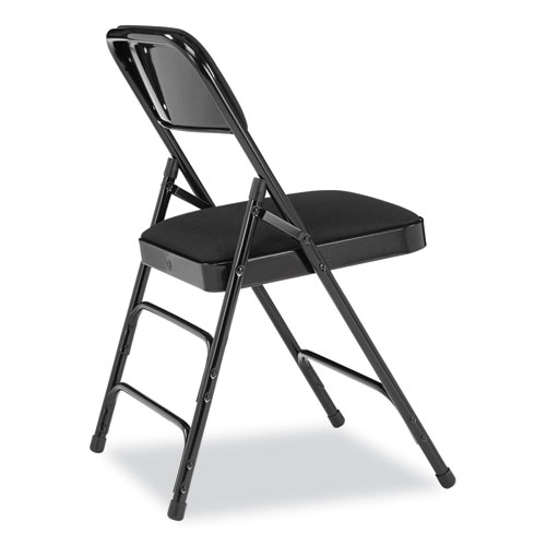 2300 Series Fabric Upholstered Triple Brace Premium Folding Chair, Supports Up to 500 lb, Midnight Black, 4/Carton