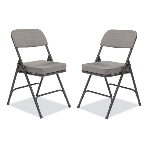 NPS® 3200 Series Fabric Dual-Hinge Folding Chair, Supports 300 lb, Charcoal Seat/Back, Black Base, 2/CT, Ships in 1-3 Bus Days