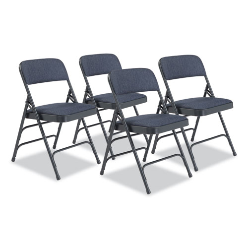 Image of 2300 Series Deluxe Fabric Upholstered Triple Brace Folding Chair, Supports 500 lb, Imperial Blue, 4/CT, Ships in 1-3 Bus Days