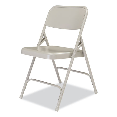 200 Series Premium All-Steel Double Hinge Folding Chair, Supports Up to 500 lb, 17.25" Seat Height, Gray, 4/Carton