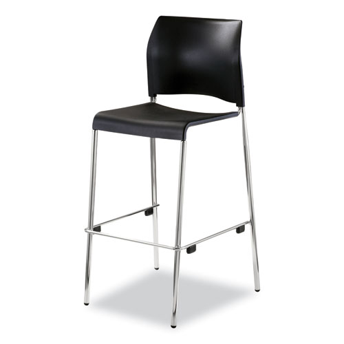 Cafetorium Bar Height Stool, Supports Up to 500lb, 31" Seat Height, Black Seat, Black Back, Chrome Base,Ships in 1-3 Bus Days