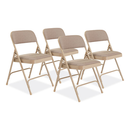 NPS® 2200 Series Deluxe Fabric Upholstered Dual-Hinge Premium Folding Chair, Supports 500lb, Cafe Beige,4/CT,Ships in 1-3 Bus Days