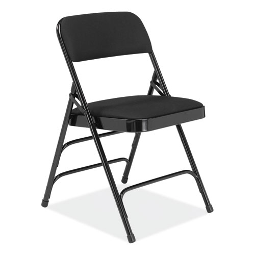 2300 Series Fabric Upholstered Triple Brace Premium Folding Chair, Supports Up to 500 lb, Midnight Black, 4/Carton