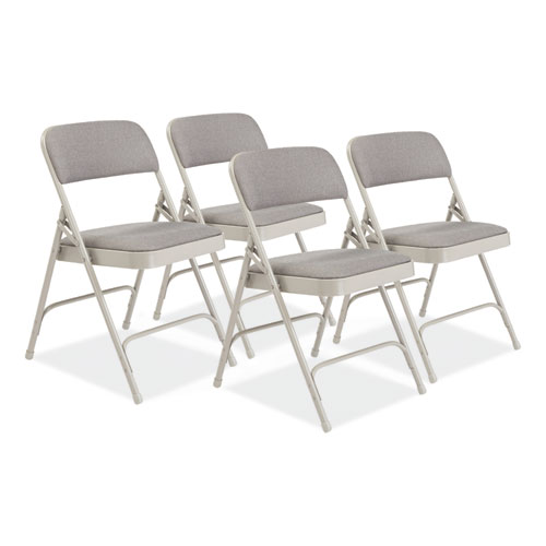 2200 Series Fabric Dual-Hinge Premium Folding Chair, Supports 500lb,Greystone Seat/Back,Gray Base,4/CT, Ships in 1-3 Bus Days
