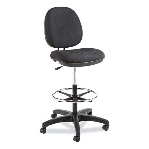 Image of Alera Interval Series Swivel Task Stool, Supports Up to 275 lb, 23.93" to 34.53" Seat Height, Black Fabric