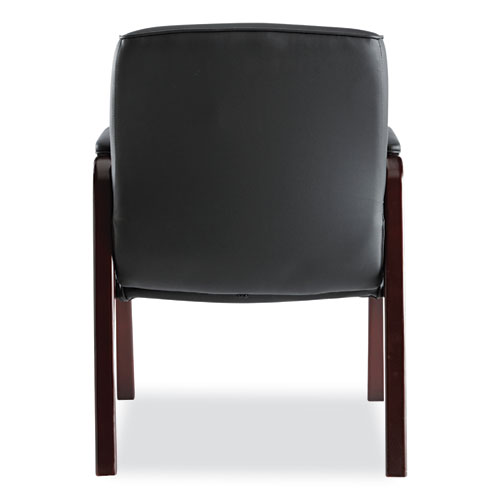 Image of Alera® Madaris Series Bonded Leather Guest Chair With Wood Trim Legs, 25.39" X 25.98" X 35.62", Black Seat/Back, Mahogany Base