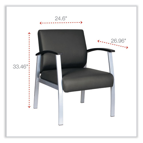 Image of Alera® Metalounge Series Mid-Back Guest Chair, 24.6" X 26.96" X 33.46", Black Seat, Black Back, Silver Base