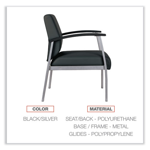 Image of Alera® Metalounge Series Mid-Back Guest Chair, 24.6" X 26.96" X 33.46", Black Seat, Black Back, Silver Base
