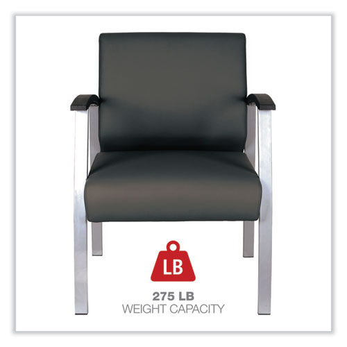 Alera metaLounge Series Mid-Back Guest Chair, 24.6" x 26.96" x 33.46", Black Seat, Black Back, Silver Base